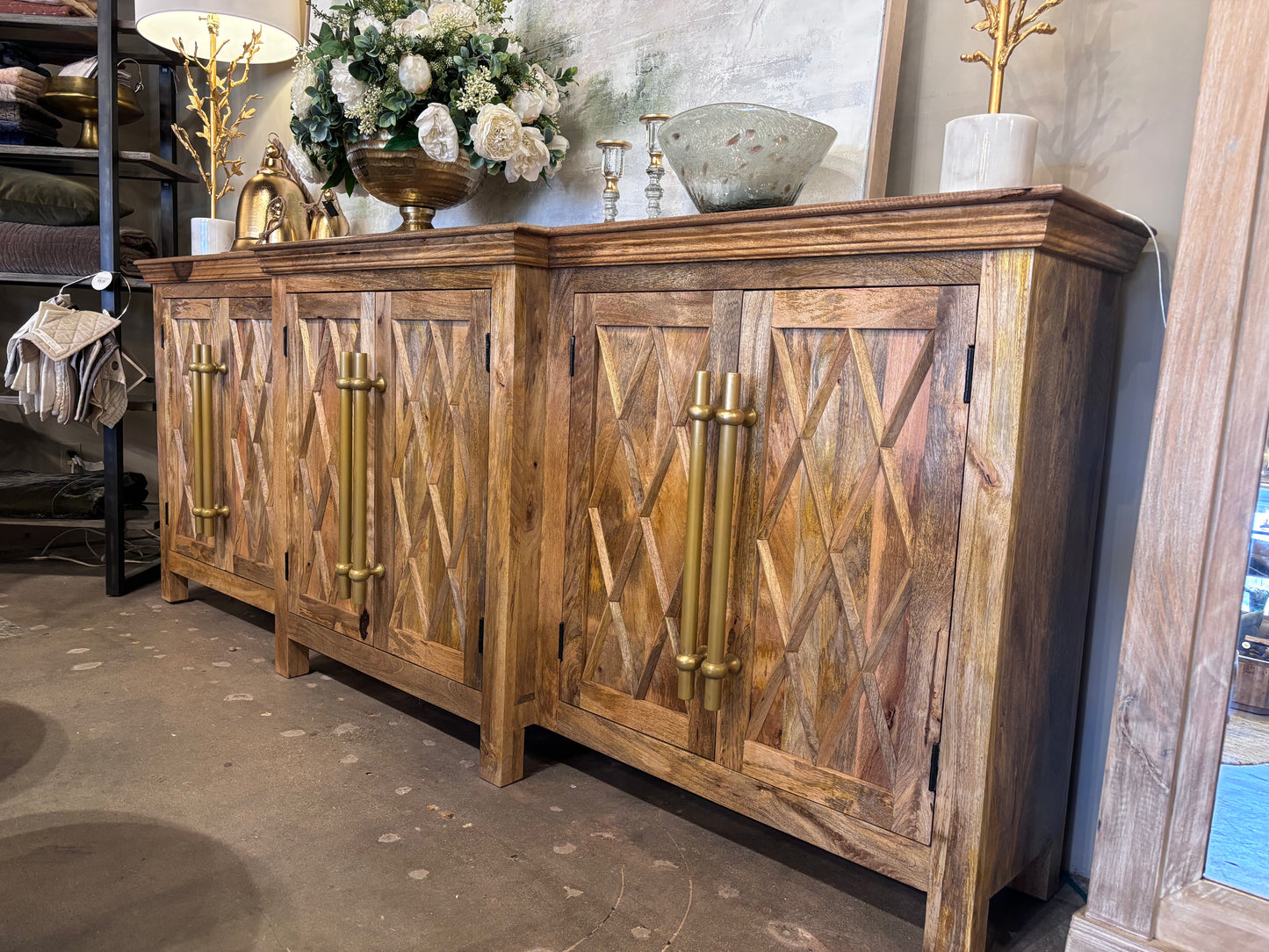 Leah Extra Long Breakfront, Dark Natural