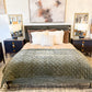 Potter King Bed, Olive Velvet