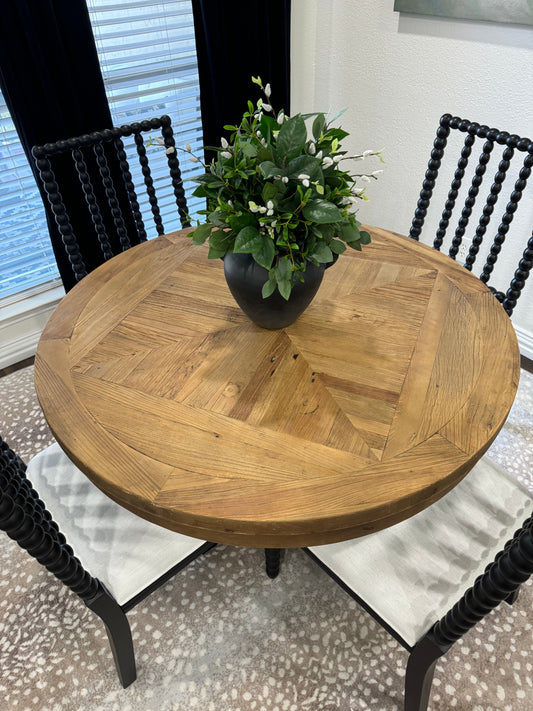 Hudson Round Elm Dining Table, Metal Base