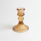 Vintage Lined Amber Glass Tapered Candleholder, Short