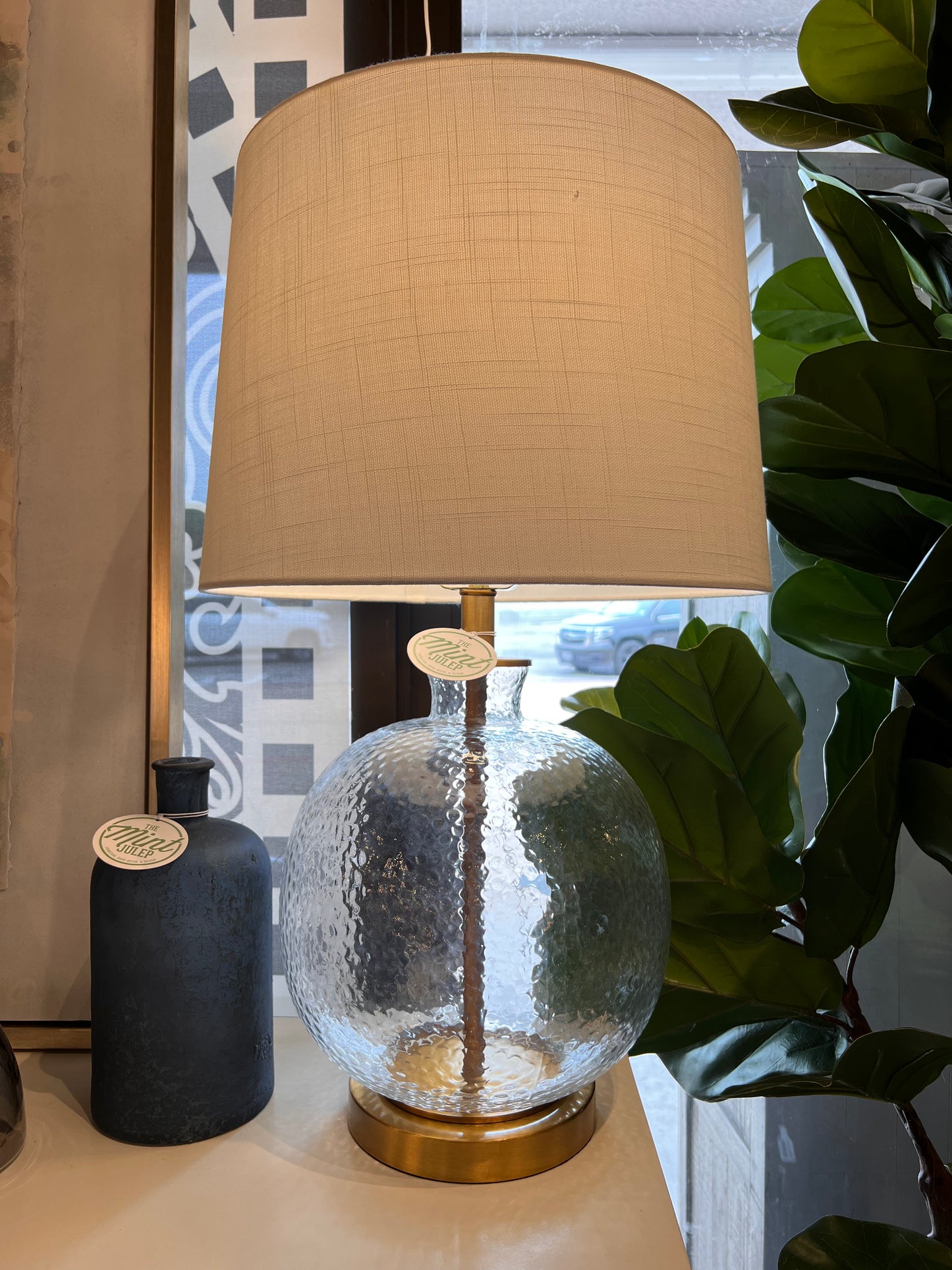 Hammered Glass Table Lamp, Clear