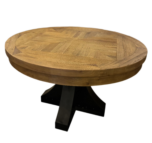 Hudson Round Elm Dining Table, Metal Base