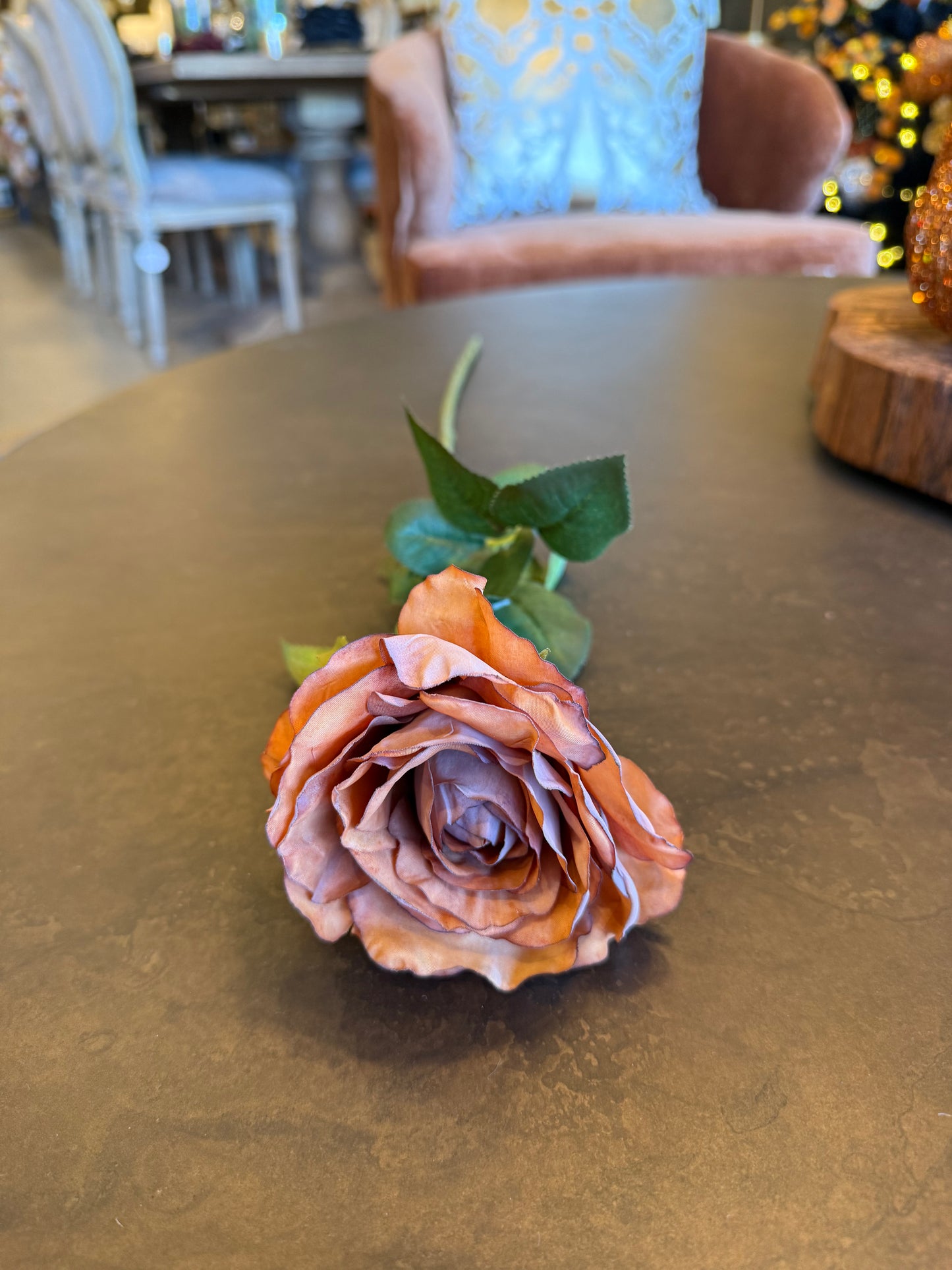 28" Rose Stem, Light Brown