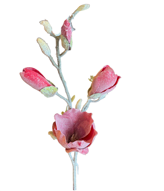 32" Frosted Magnolia Spray, Red