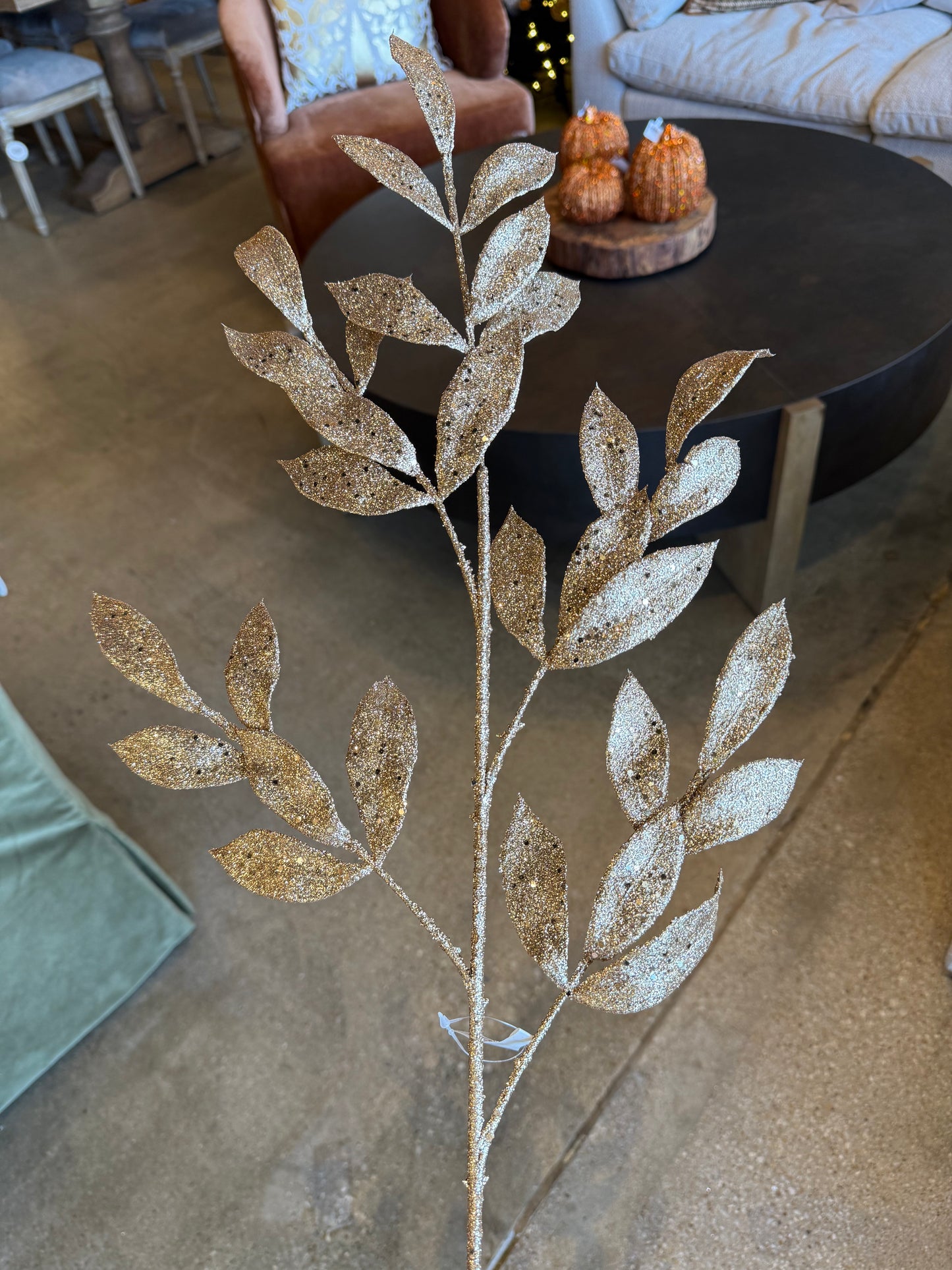 34" Glitter Laurel Branch, Champagne