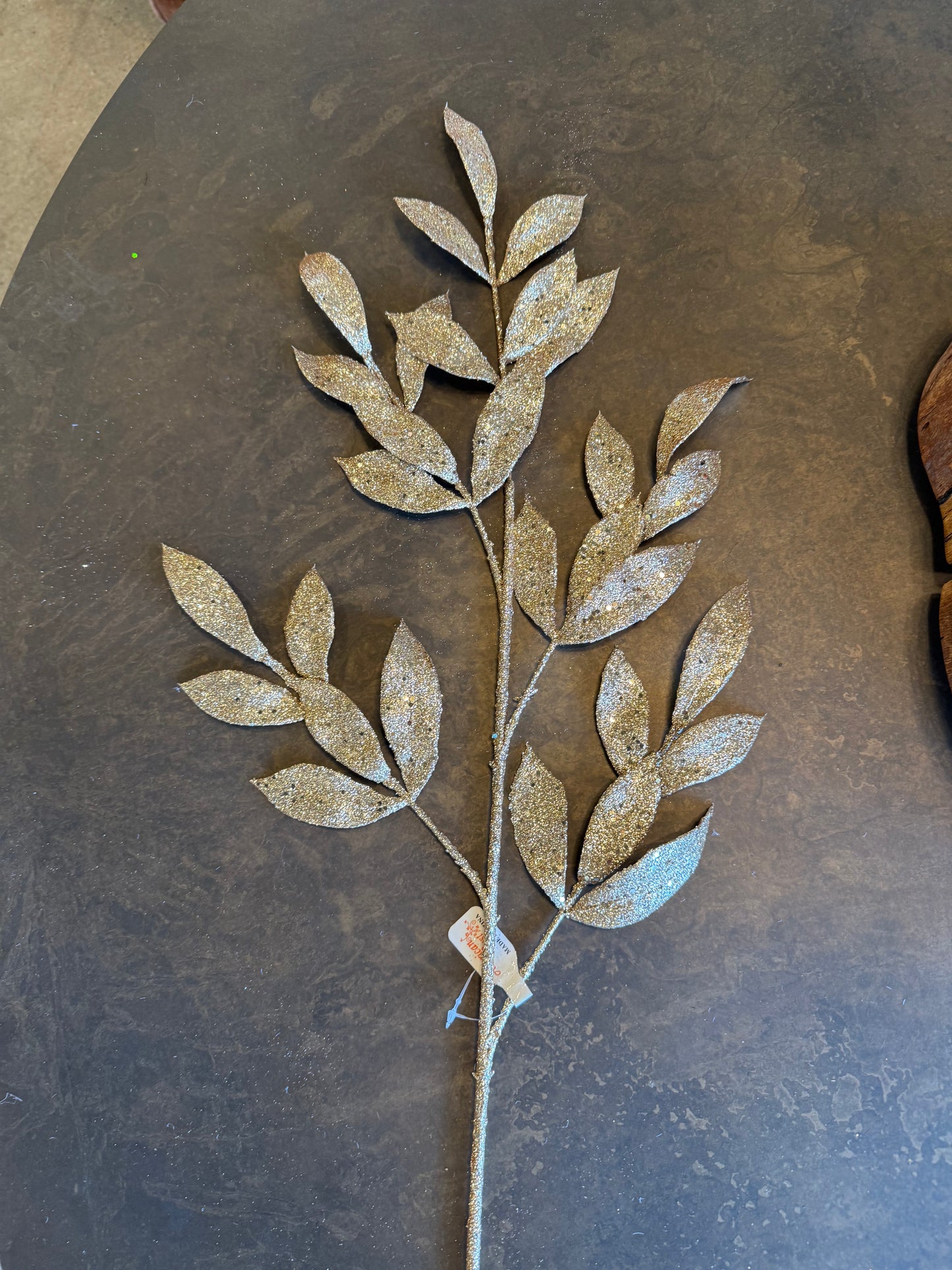 34" Glitter Laurel Branch, Champagne