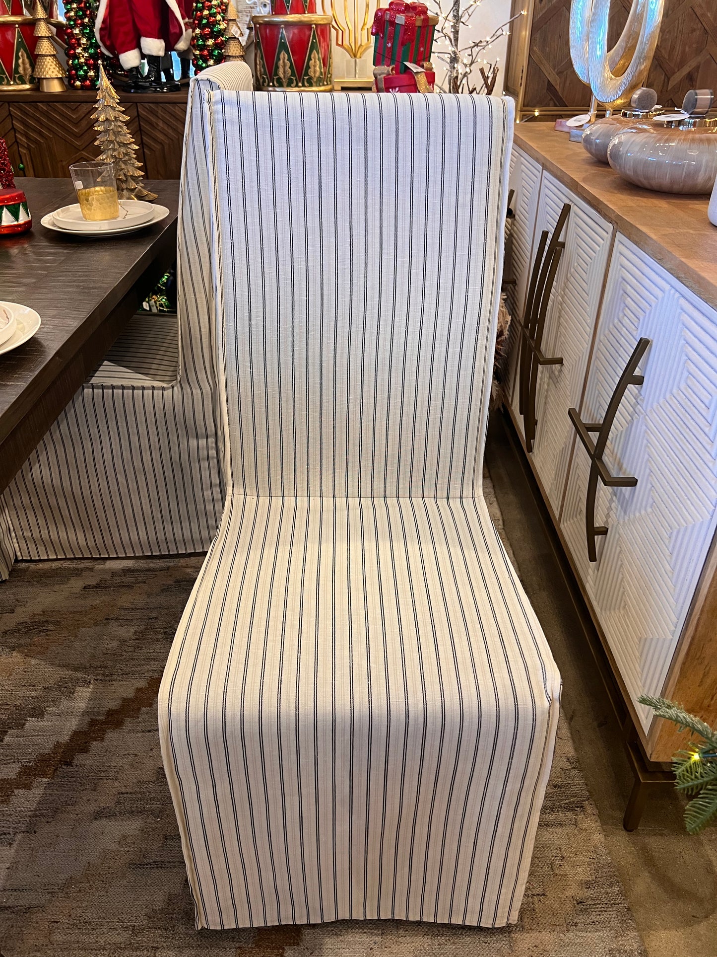 Striped Upholstered Dining Chair