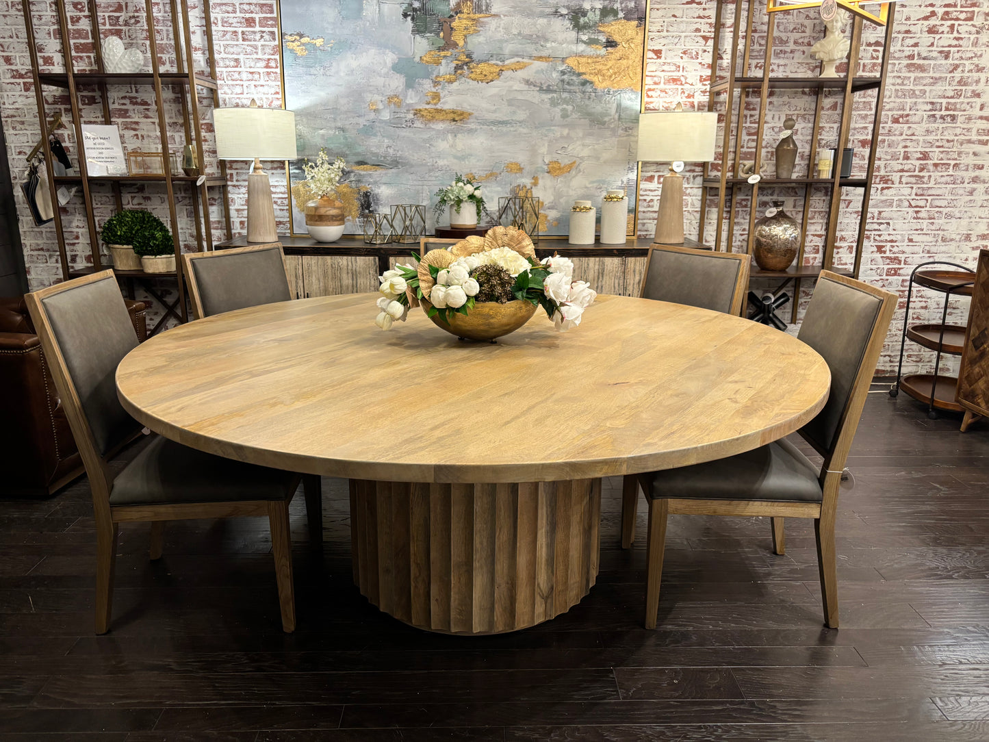 Riverside 78" Round Dining Table, Light Tobacco