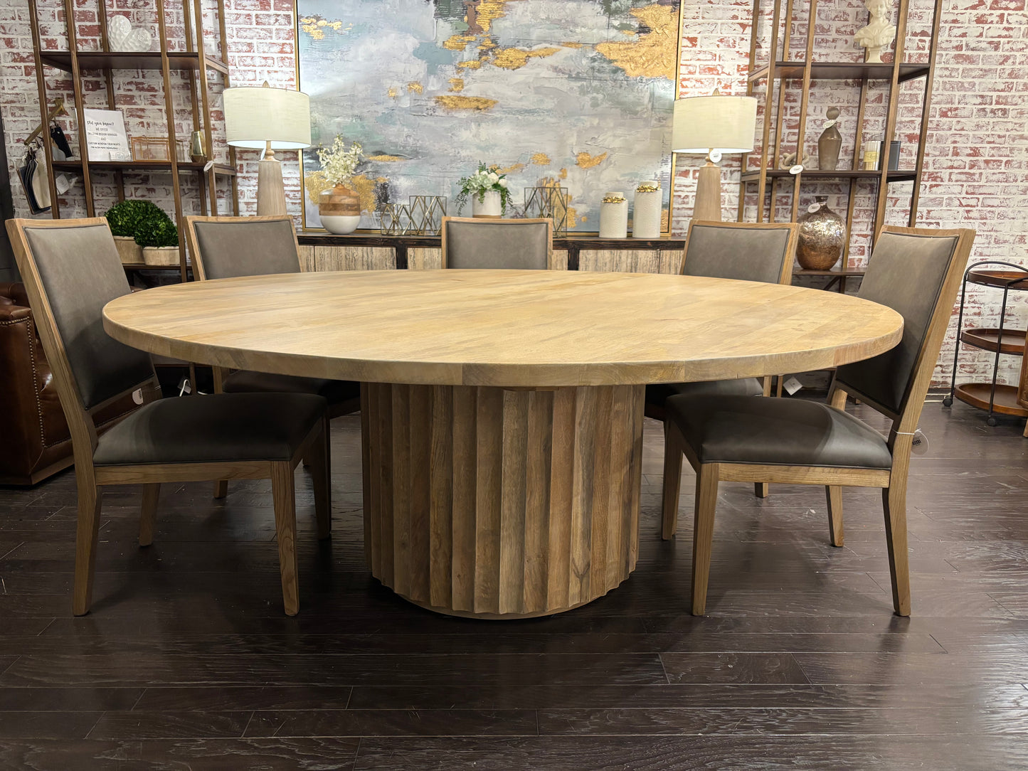 Riverside 78" Round Dining Table, Light Tobacco