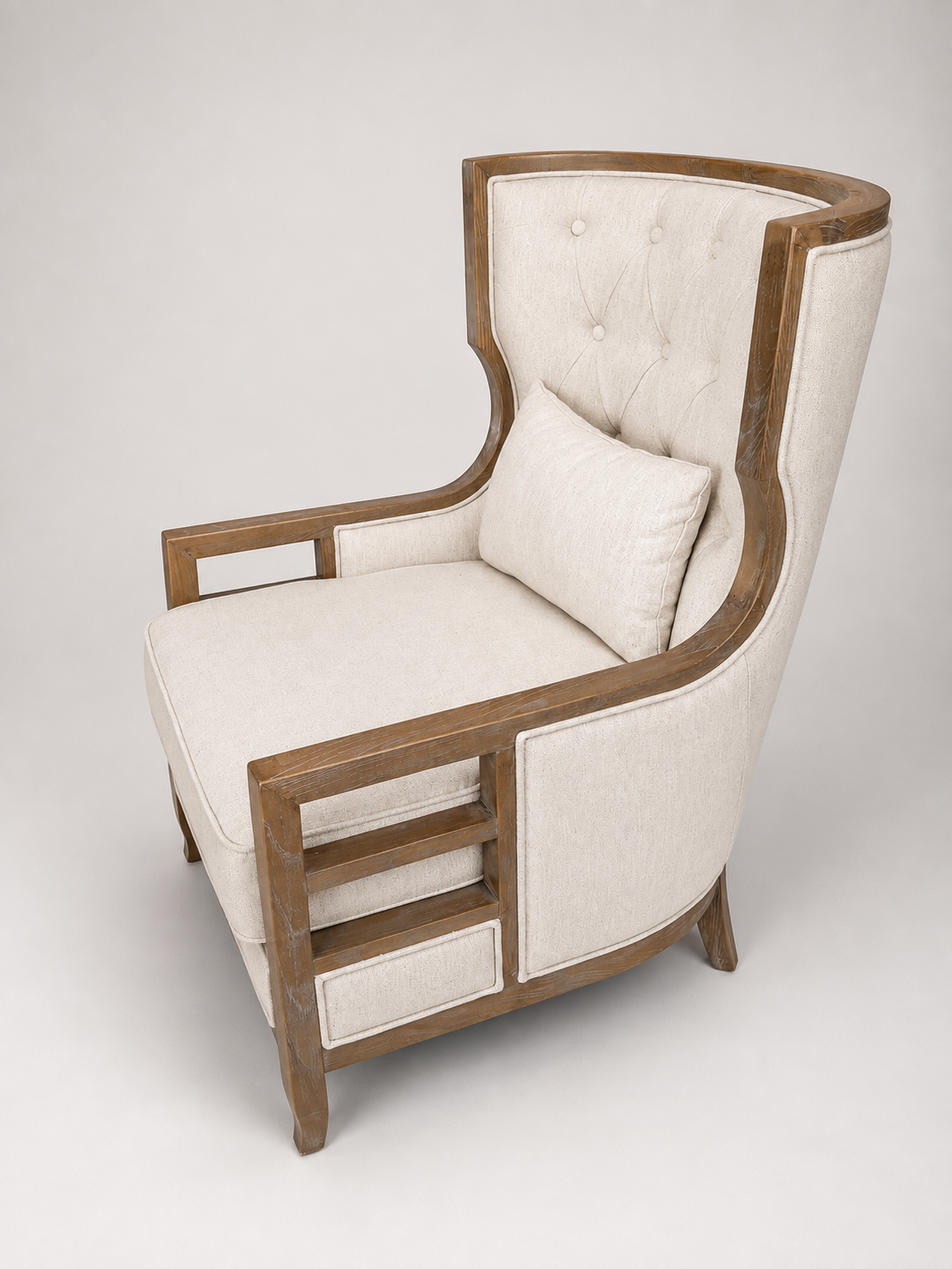 Allie Wooden Framed Linen Accent Chair