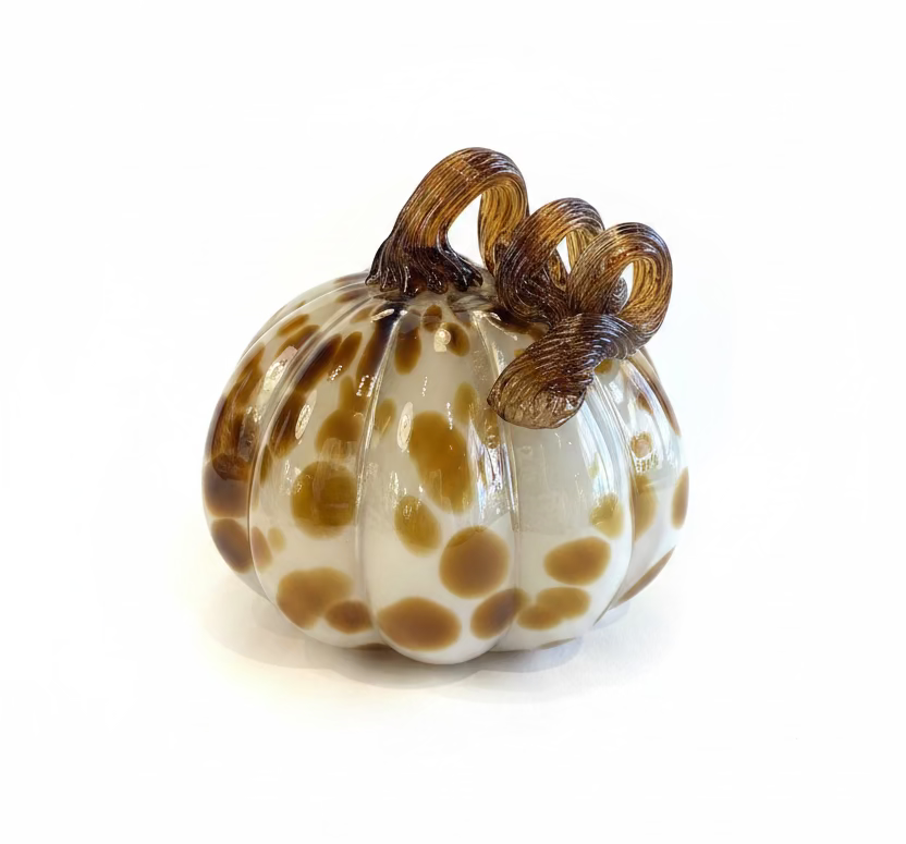 Gold and Cream Speckled Glass Pumpkin