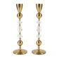 Gold and Glass Beaded Tapered Candleholders, Set of 2