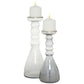 Gray Glass Bubble Pillar Candleholders, Set of 2