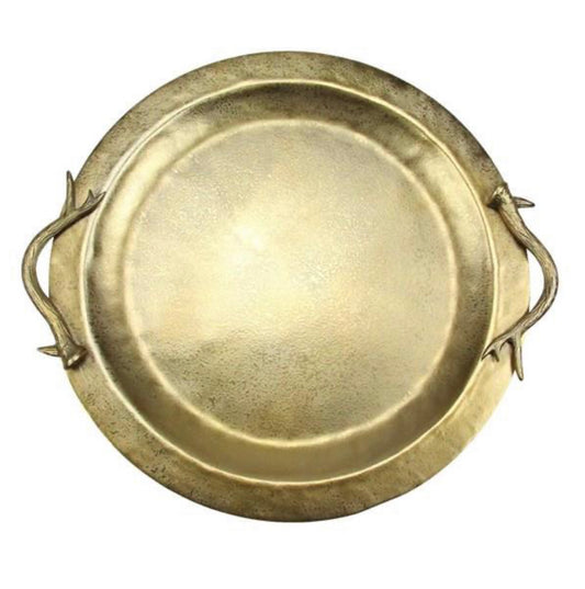 Gold Metal Tray with Handles