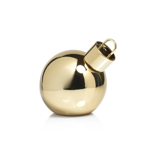 7.75" Metallic Glass Oversized Ball Ornament LED, Gold