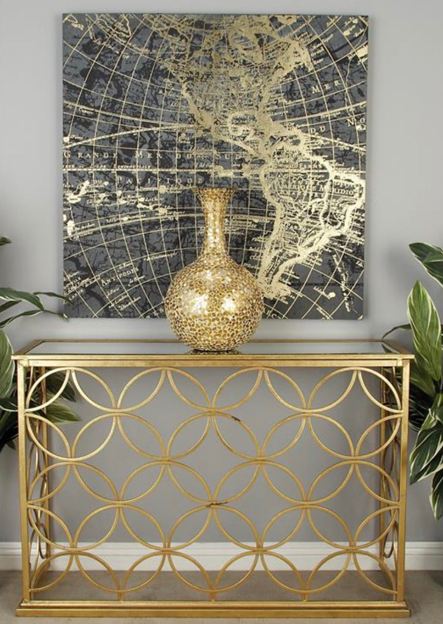 Gold Modern Patterned Console Table