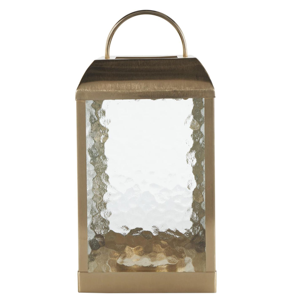 Gold Metal Lantern with Pebbled Glass (Various Sizes)
