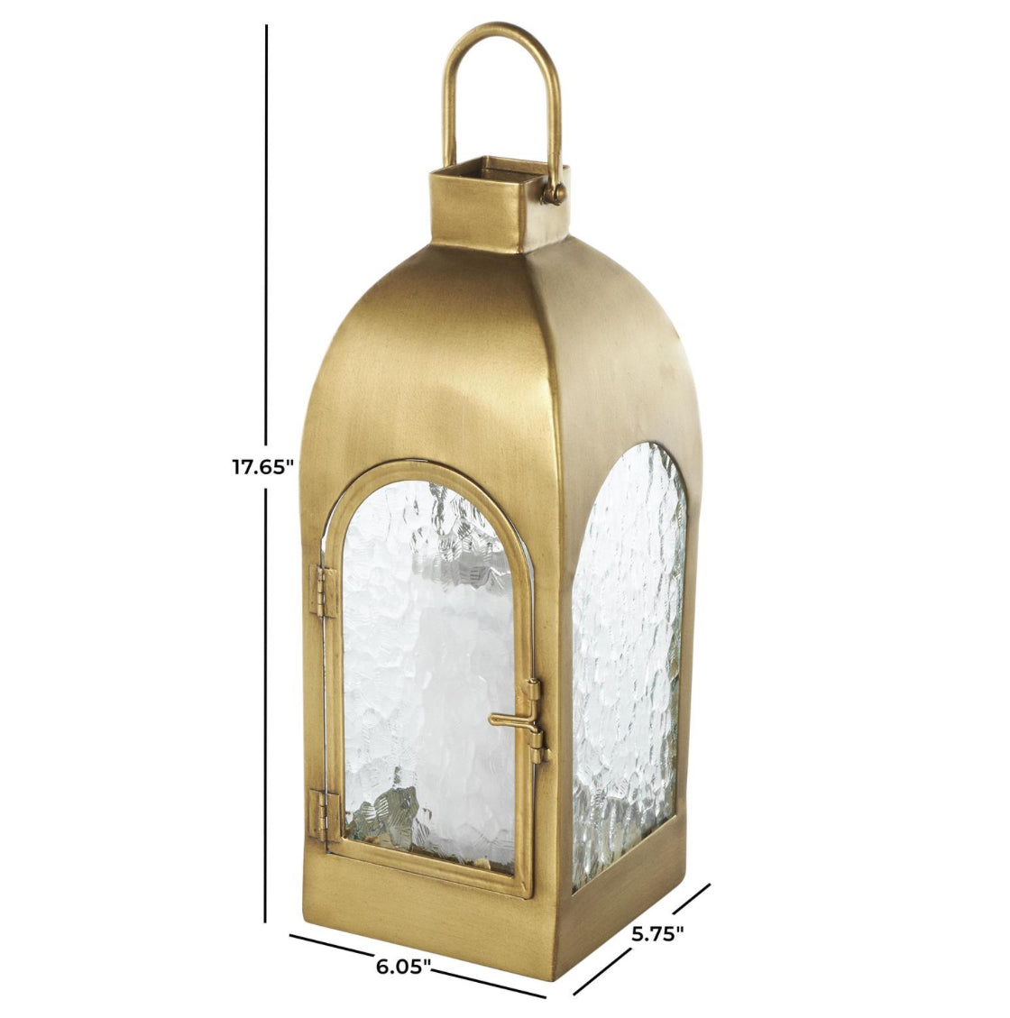 Gold Metal Lantern with Pebbled Glass (Various Sizes)