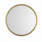 Round mirror with a gold frame on a white background
