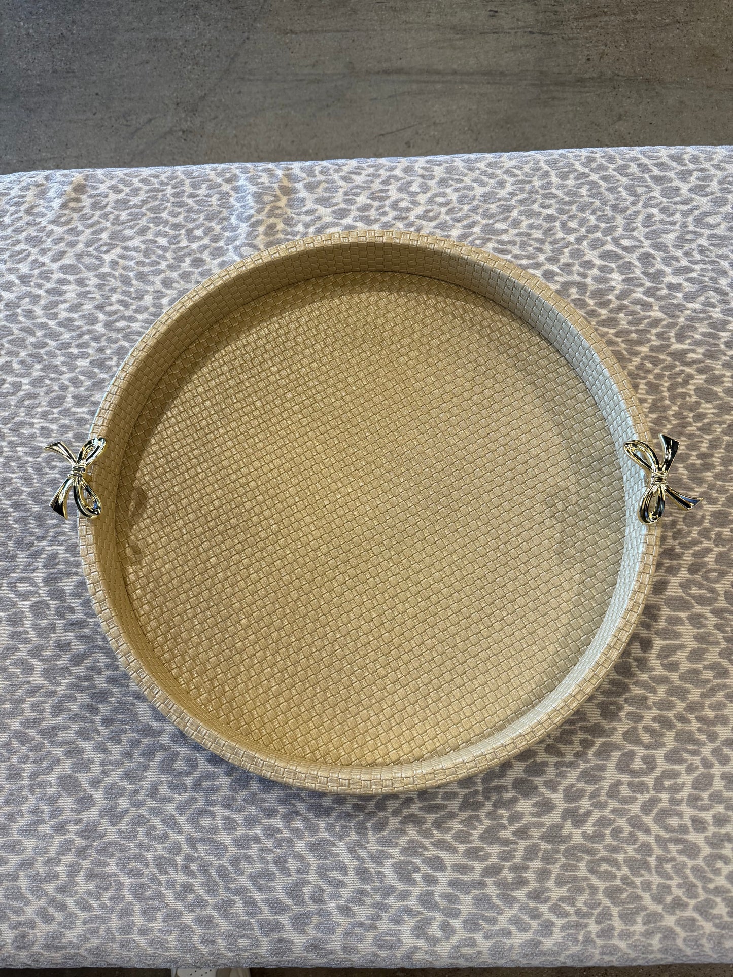 Woven Ottoman Tray with Gold Bow (Various Sizes)