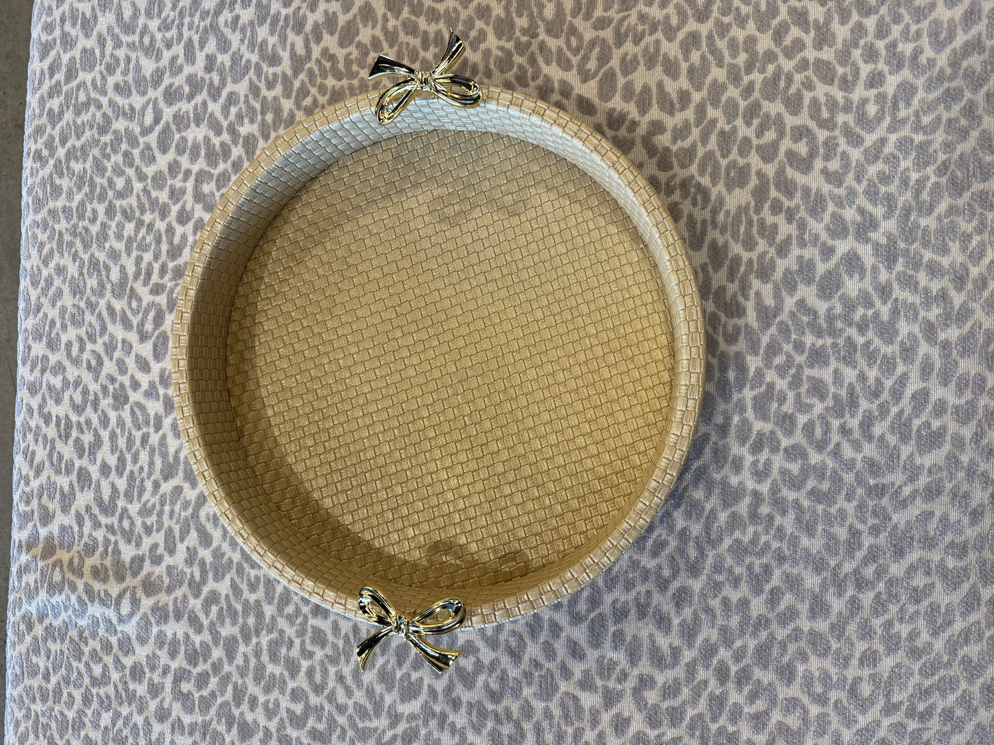 Woven Ottoman Tray with Gold Bow (Various Sizes)