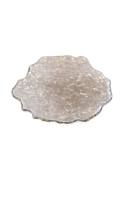 6" Beveled Glass Plate w/ Gold Trim