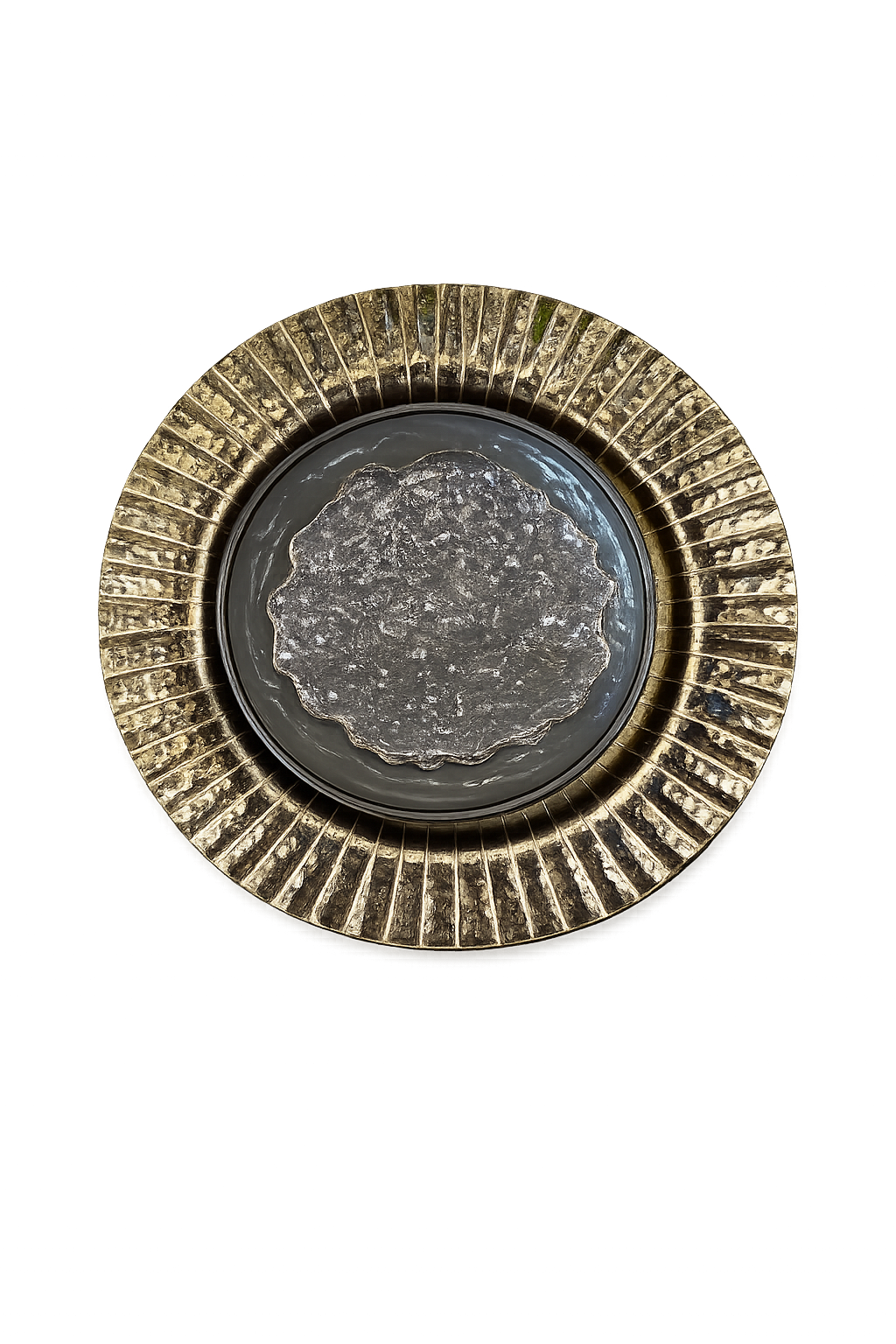6" Beveled Glass Plate w/ Gold Trim