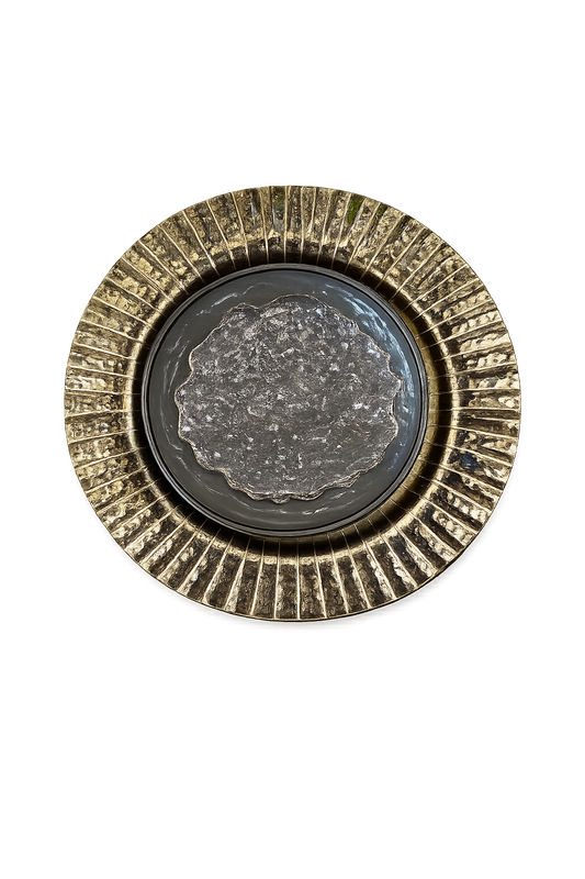 6" Beveled Glass Plate w/ Gold Trim
