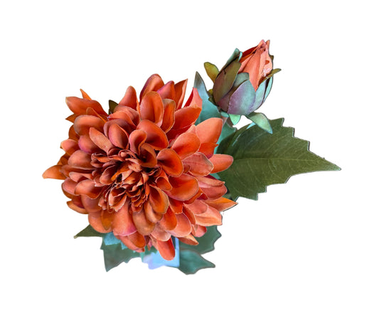 26" Faux Dried Rust Bud & Blossom Dahlia