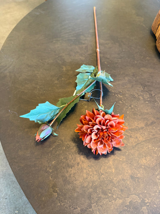 26" Faux Dried Rust Bud & Blossom Dahlia
