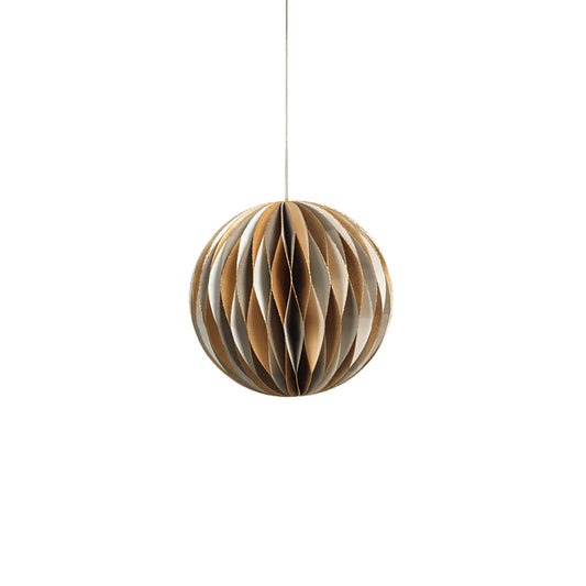 Medium Wish Paper Decorative Ball Ornament, Off White/Gold/Gray