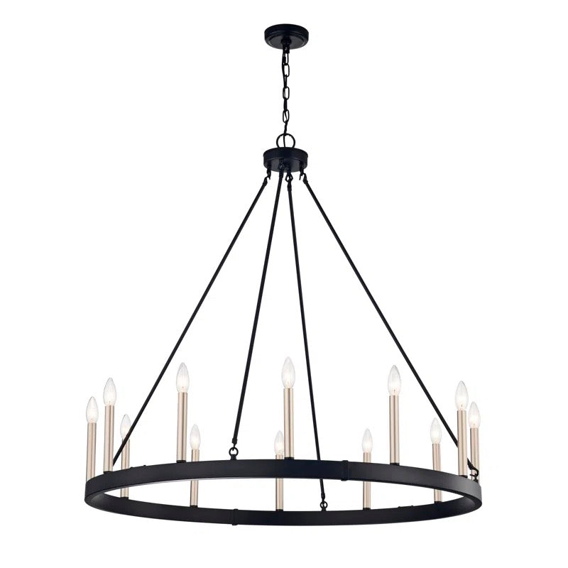 Madelyn Black & Gold Wagon Wheel Light Fixture