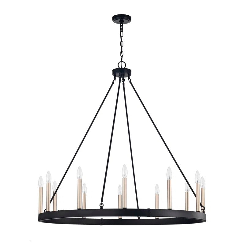 Madelyn Black & Gold Wagon Wheel Light Fixture