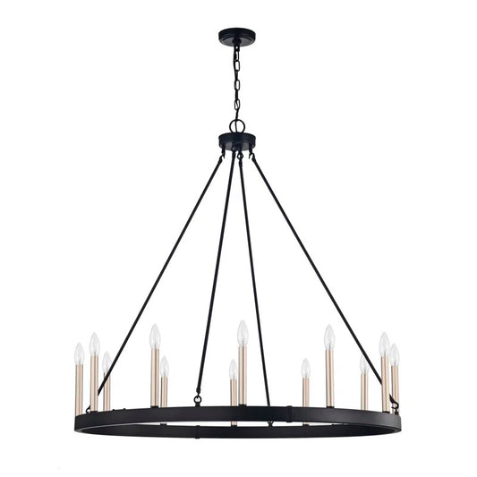 Madelyn Black & Gold Wagon Wheel Light Fixture