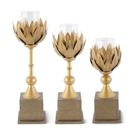 Gold Petal Candleholders, Set of 3