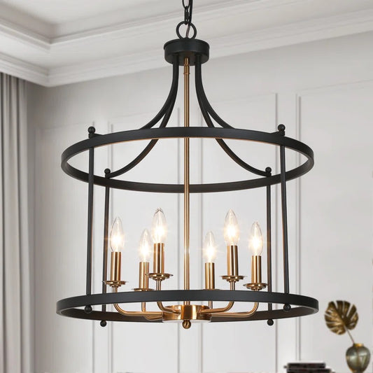 Sarah 6 Light Lantern Black & Gold