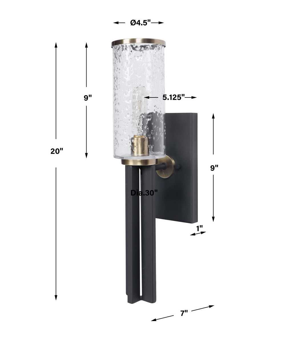 Jansdel Sconce, Glass & Black