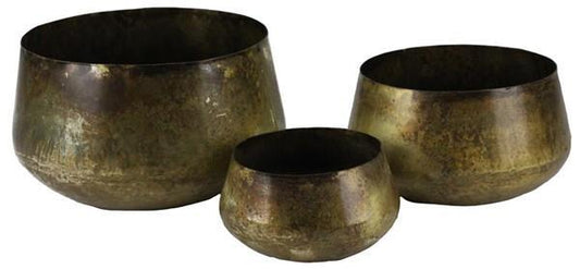 Set of 3 Metal Bulge Pots