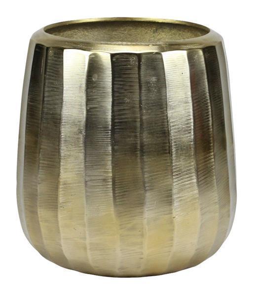 11.5" Metal Ridged Vase, New Bronze