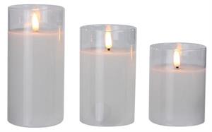 Clear Glass Tube LED Candles, Set of 3