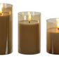 Amber Glass Tube LED Candles, Set of 3