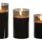 Black Glass Tube LED Candles, Set of 3