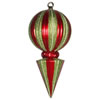 12" Red/Lime Striped Ball Finial Ornament