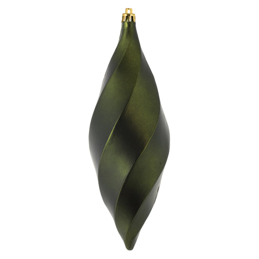 8" Moss Green Matte Swirl Finial Ornament