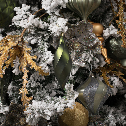8" Moss Green Matte Swirl Finial Ornament