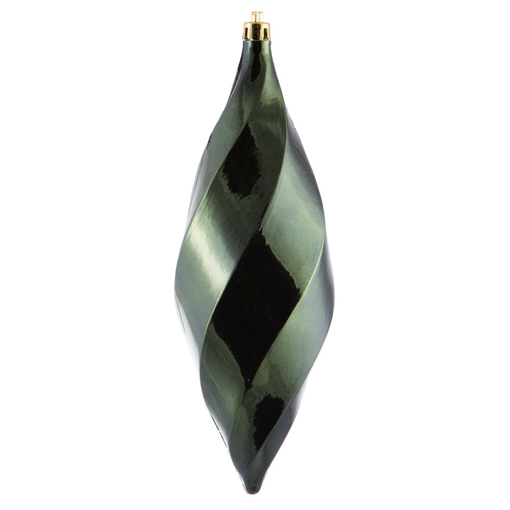 8" Moss Green Shiny Swirl Finial