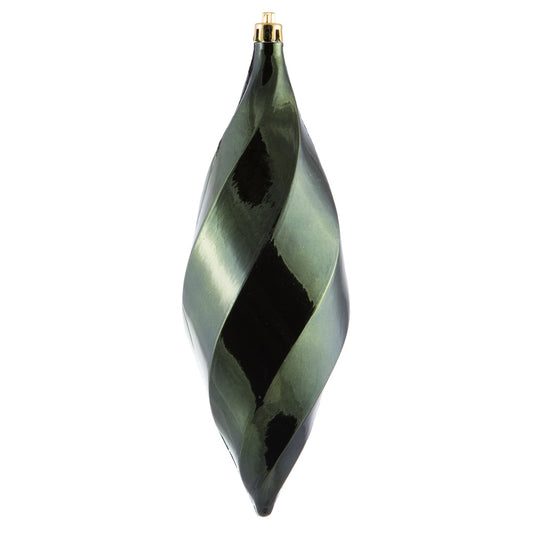 8" Moss Green Shiny Swirl Finial