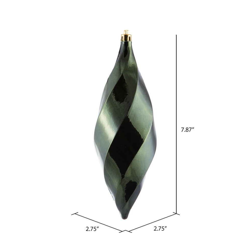 8" Moss Green Shiny Swirl Finial