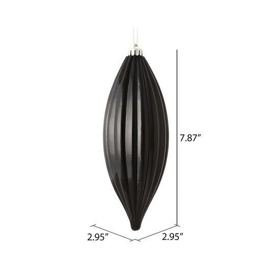 8" Black Shiny Line Finial