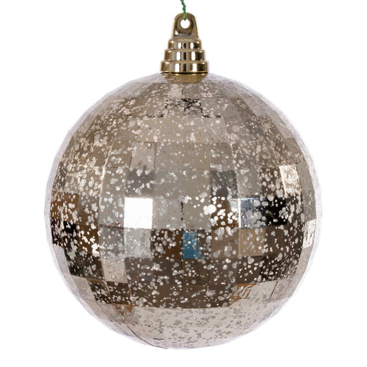 6" Champagne Mirror Mercury Ball Ornament
